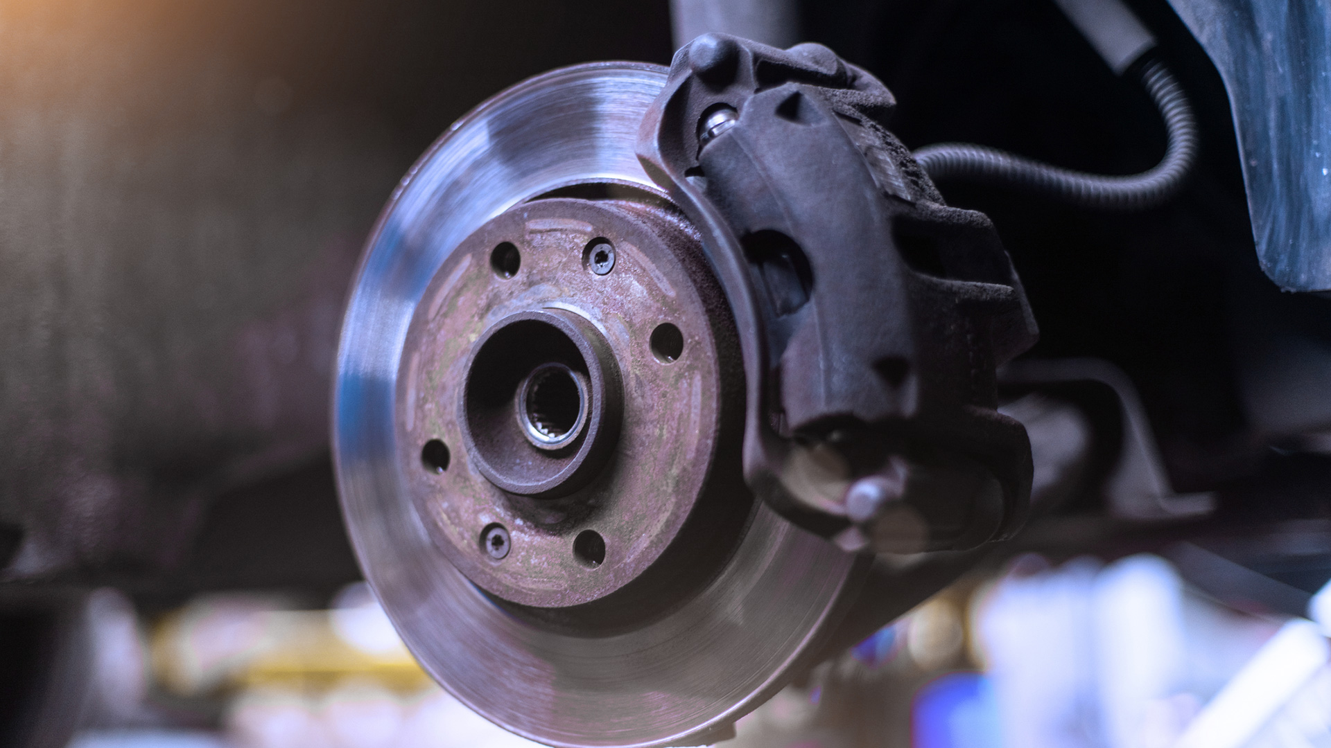 Disc Brake Caliper and Rotor Close-Up